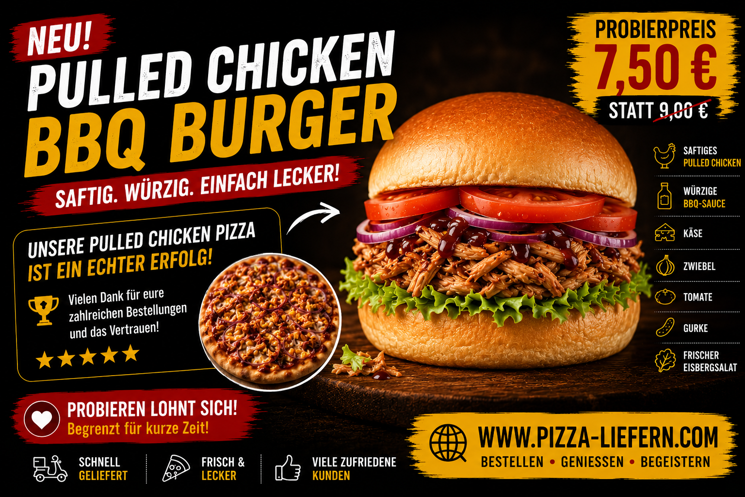 Pulled Chicken BBQ Burger