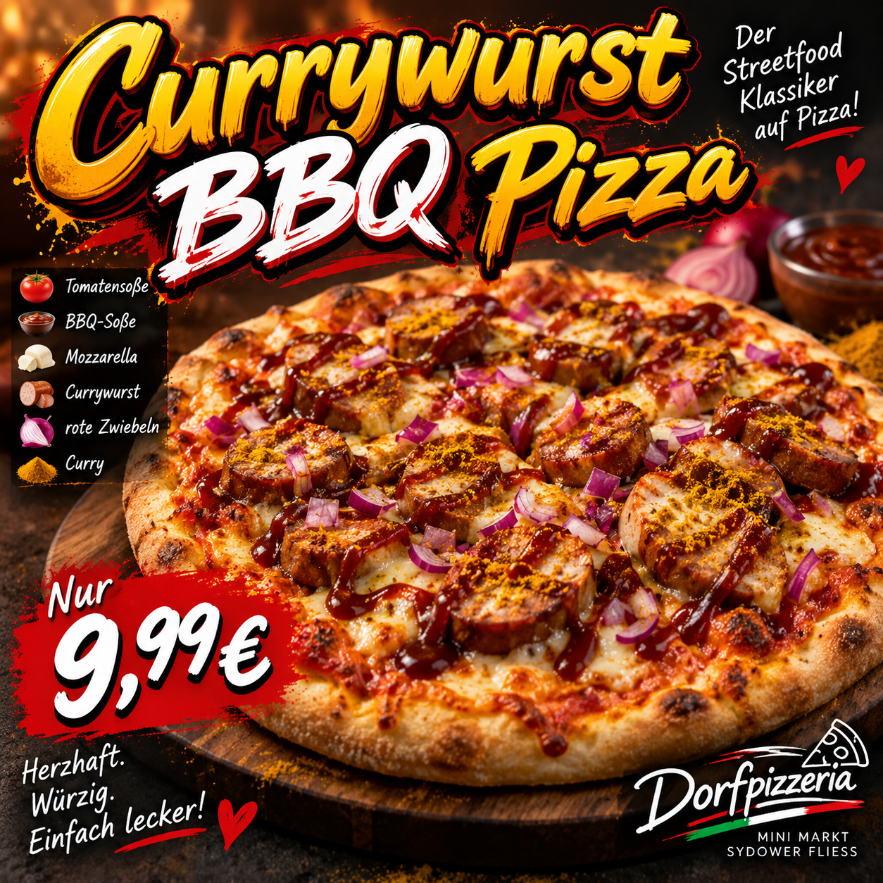 Currywurst BBQ Pizza